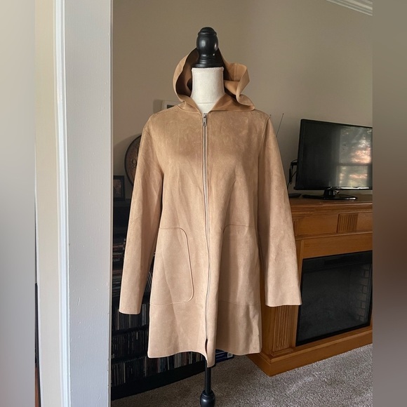 Zara Jackets & Blazers - Zara faux suede zip up hooded jacket size M fall closet staple warm outdoors